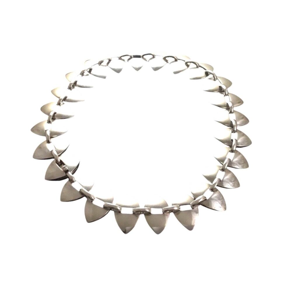 Georg Jensen 925S Sterling Silver Modernist Navette Choker Necklace 16” No.106
